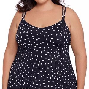 NWT Swim Solutions
Plus Size Polka-Dot High-Low Tankini Top 24W